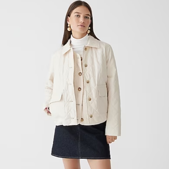 J. Crew Jackets & Coats Nwt J Crew Ivory Quilted Lady Jacket With
